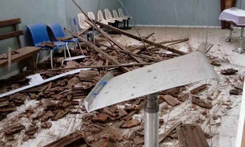forro de capela velório desaba em gv