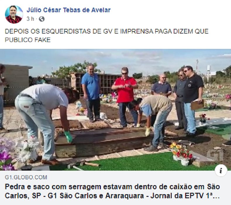 júlio avelar publica nova notícia falsa sobre pandemia