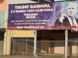 outdoor em valadares diz que trump venceu eleições nos eua e pede voto auditável no brasil