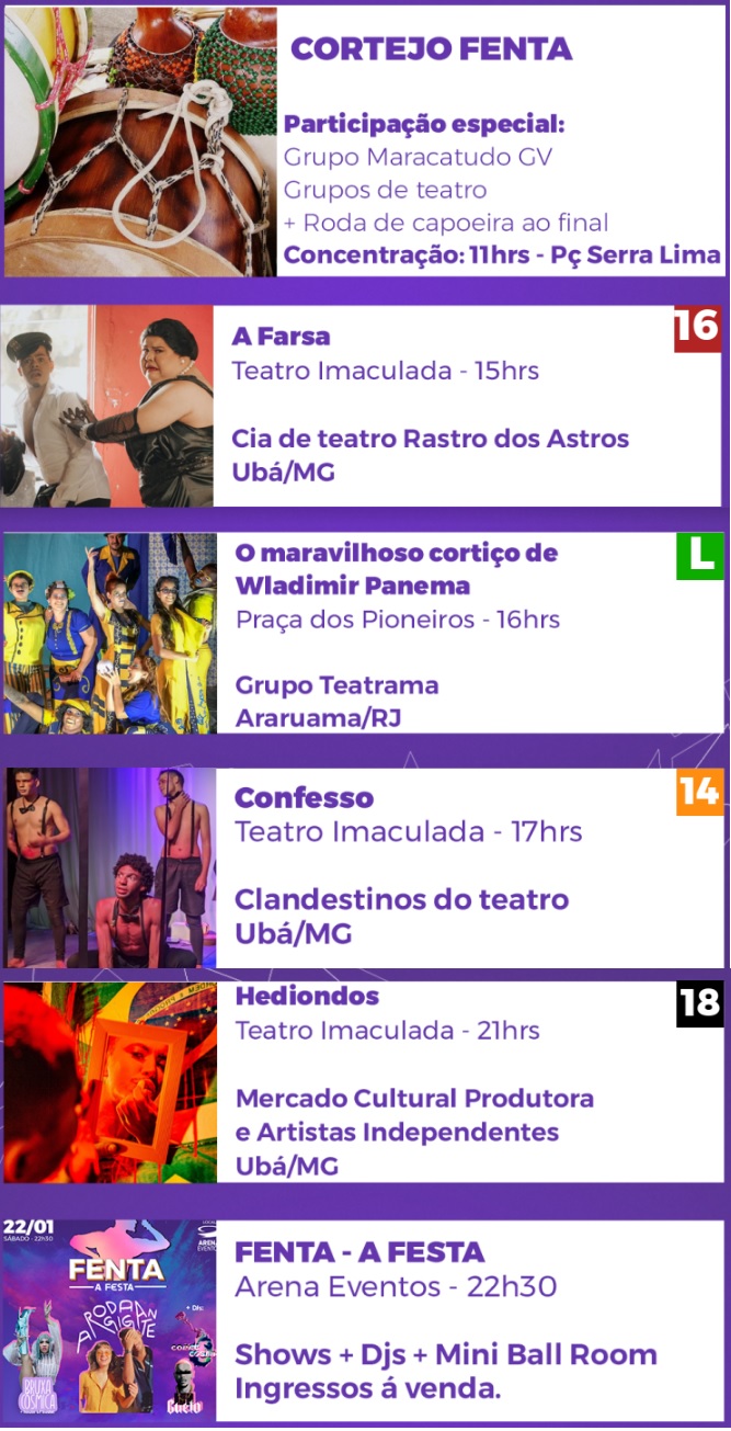 PROGRAMAÇÃO DO FENTA GV SÁBADO DIA 23