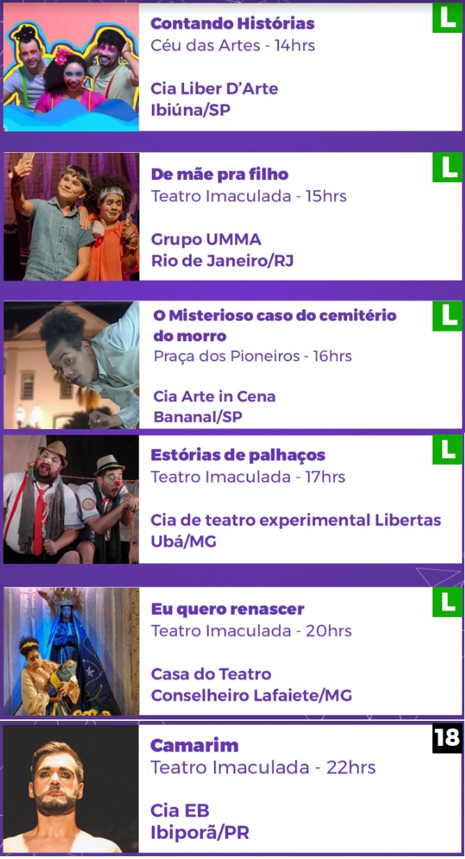 PROGRAMAÇÃO SEXTA FEIRA DO FENTA GV